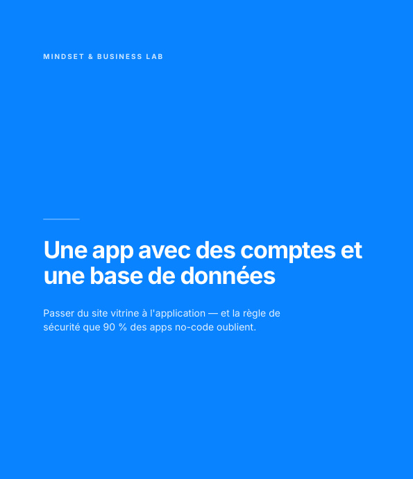 Couverture : Une app avec des comptes et une base de données