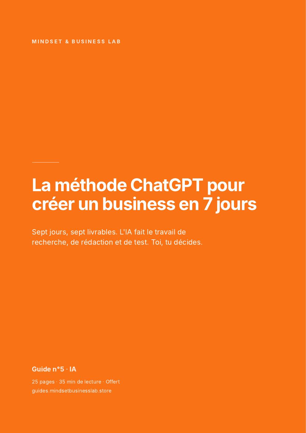 Couverture : La méthode ChatGPT pour créer un business en 7 jours