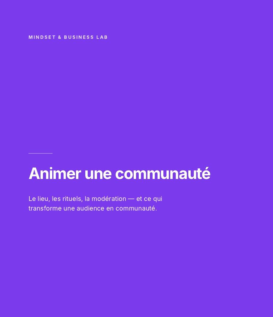 Couverture : Animer une communauté