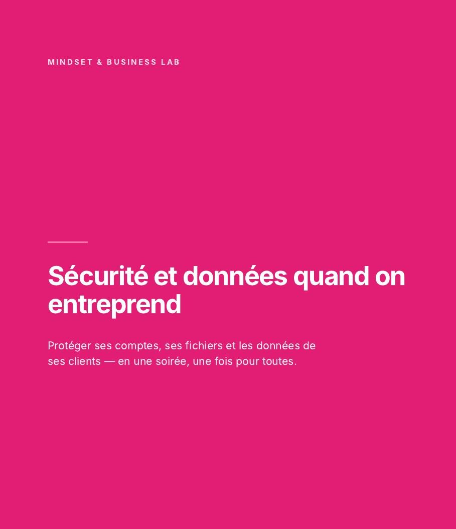 Couverture : Sécurité et données quand on entreprend